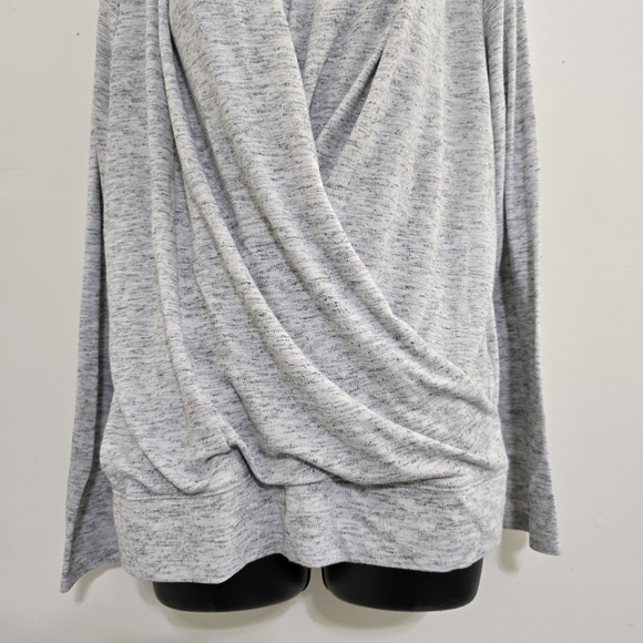 SOMA size Large Long Sleeve  Surplice Neck Faux Wrap Comfy Top Heathered Gray - Picture 5 of 13